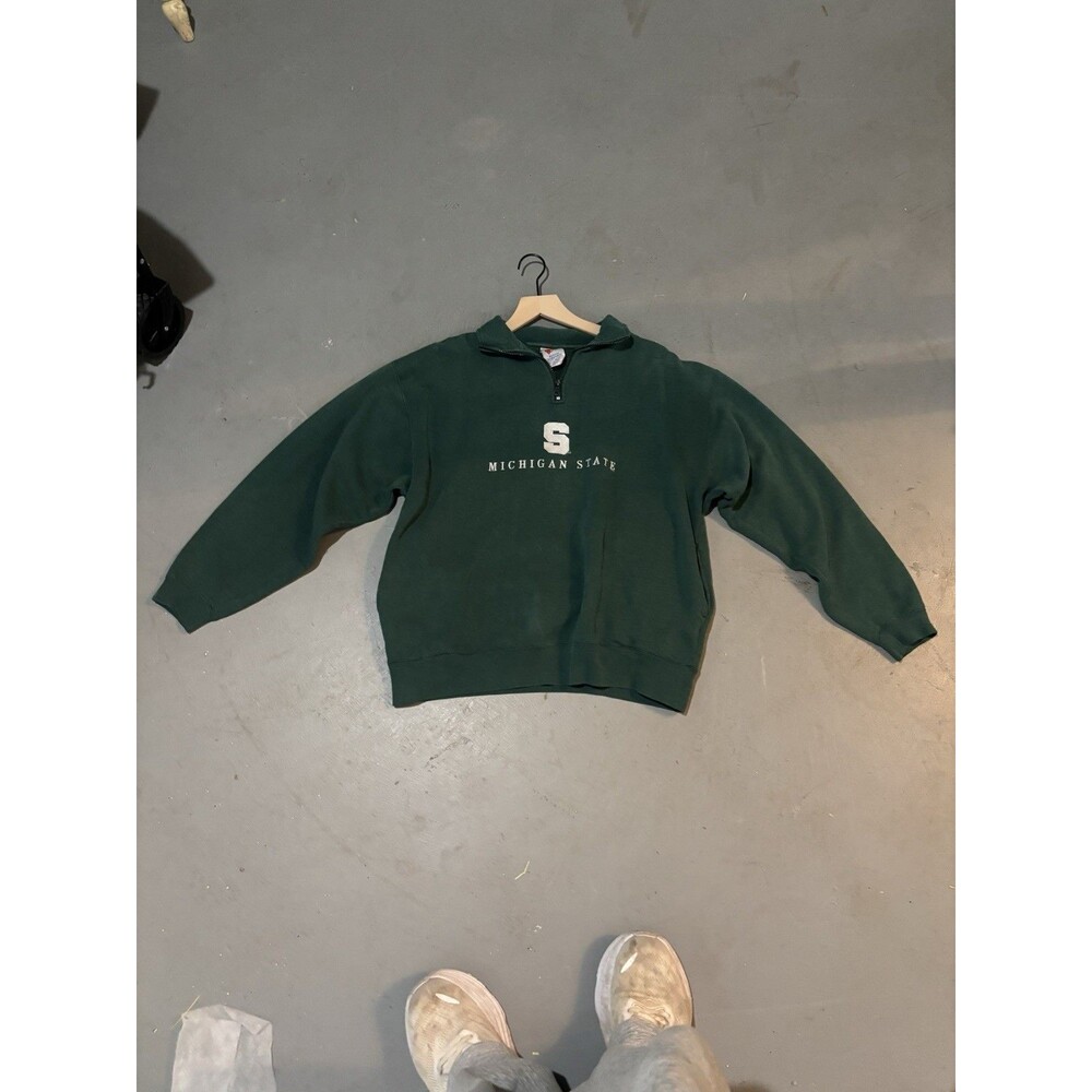 Vintage Michigan State Quarter Zip Midwest Embroidery - College Green Size L